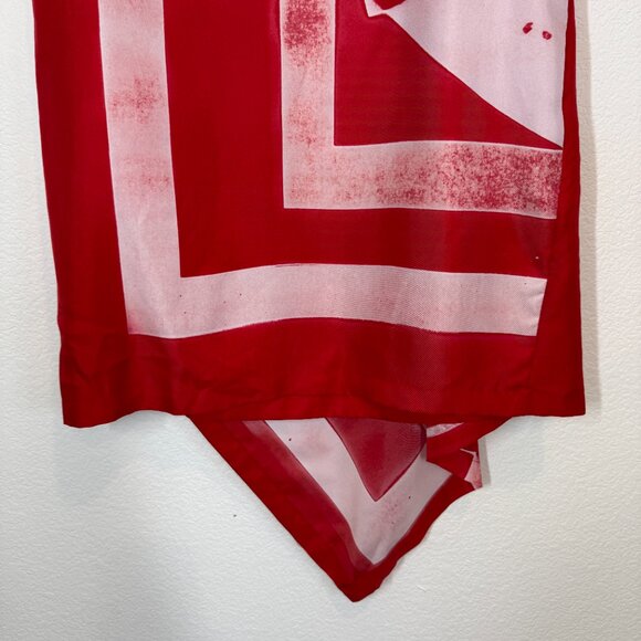 DKNY Silk Dress Handkerchief Red Abstract Sleeveless Asymmetrical Small P - Picture 4 of 12